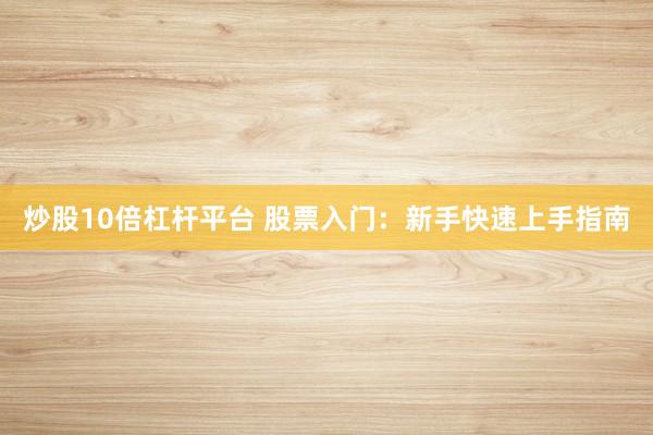 炒股10倍杠杆平台 股票入门：新手快速上手指南