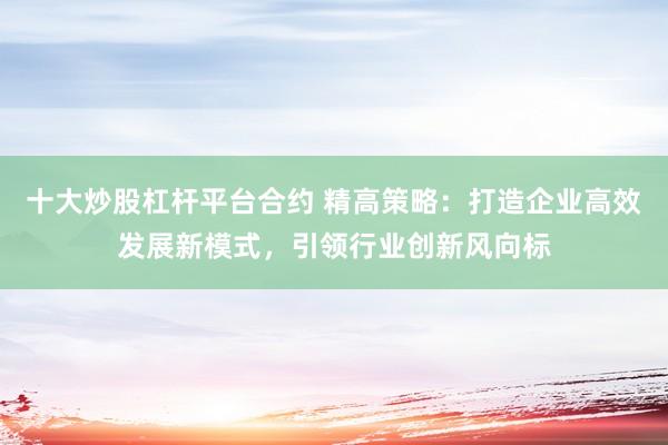 十大炒股杠杆平台合约 精高策略：打造企业高效发展新模式，引领行业创新风向标