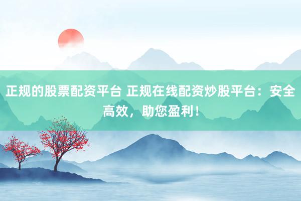 正规的股票配资平台 正规在线配资炒股平台：安全高效，助您盈利！