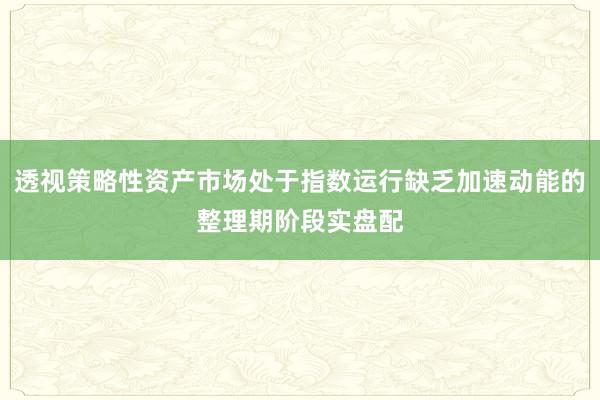 透视策略性资产市场处于指数运行缺乏加速动能的整理期阶段实盘配