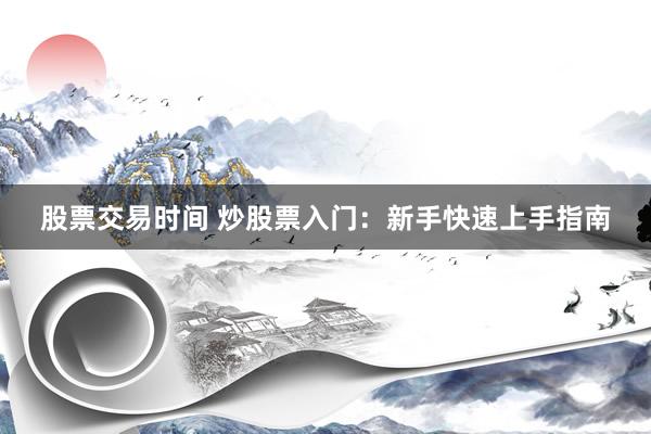 股票交易时间 炒股票入门：新手快速上手指南