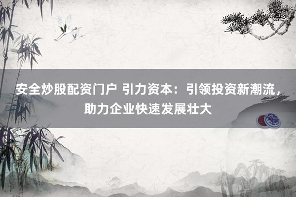 安全炒股配资门户 引力资本：引领投资新潮流，助力企业快速发展壮大